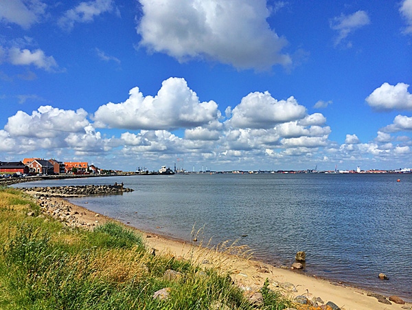 Denmark, Nordby coastline, Fanoe with Esbjerg in distance